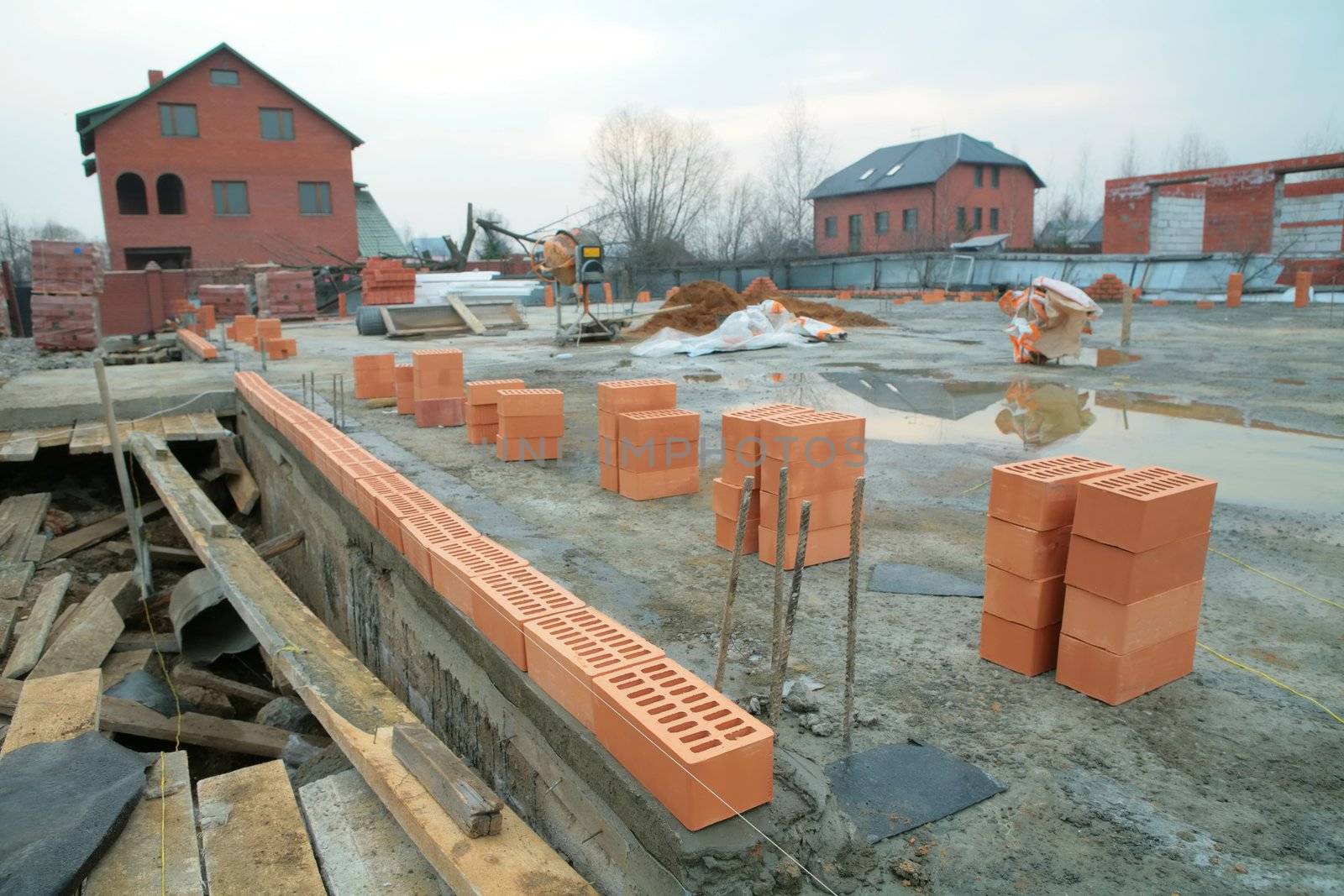 begin construction of the brick building in village Rumyancevo, Moscow area