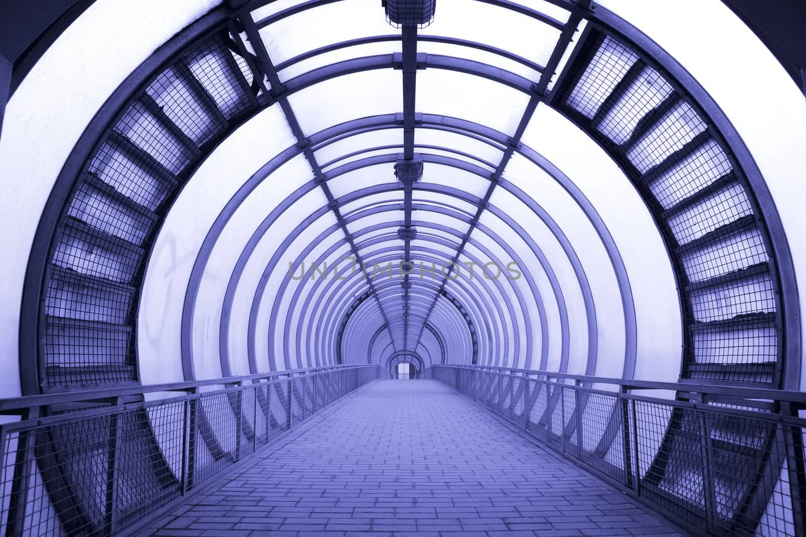 glass corridor of the street pedestrian crossing