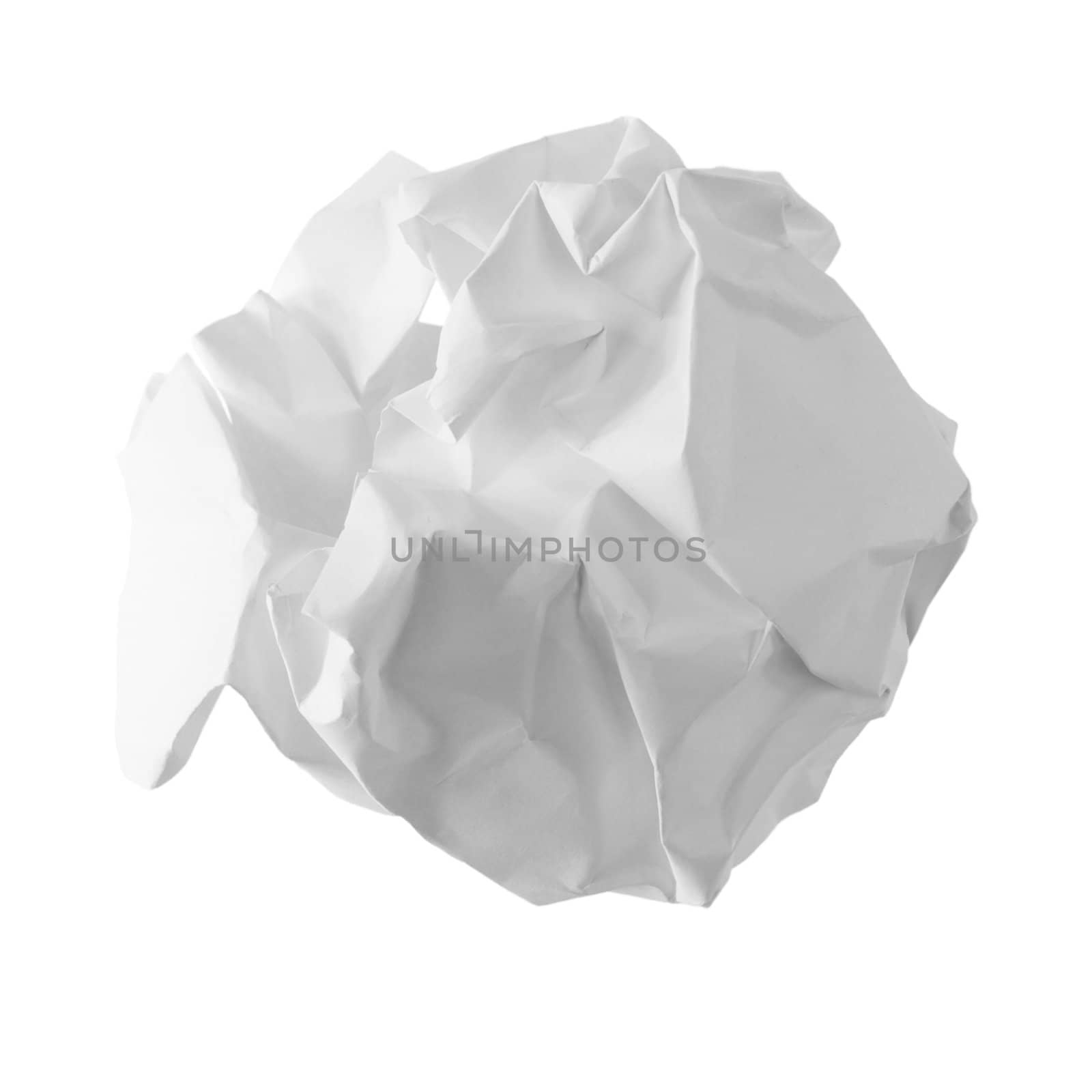 Crumpled sheet of paper on the white background