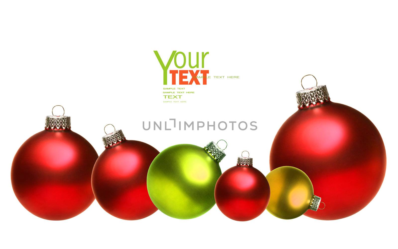 Colored christmas glass balls isolated on white background