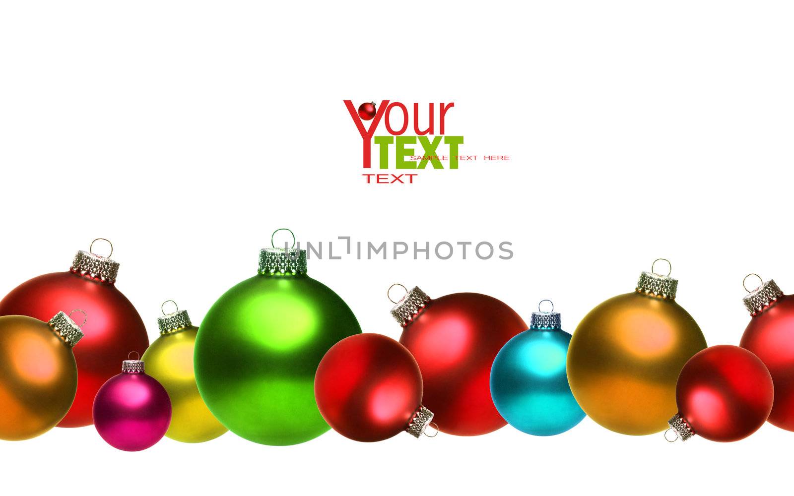 Colored christmas glass balls isolated on white background