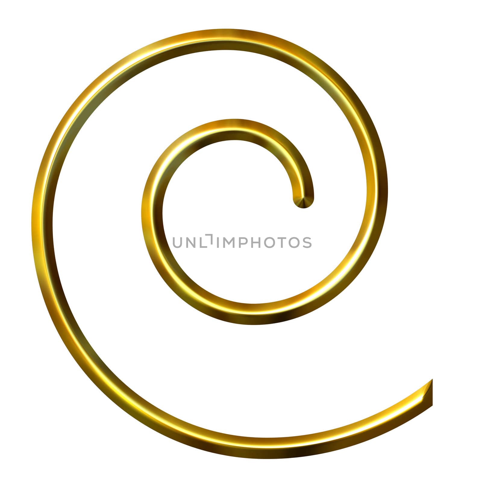 3d golden spiral isolated in white