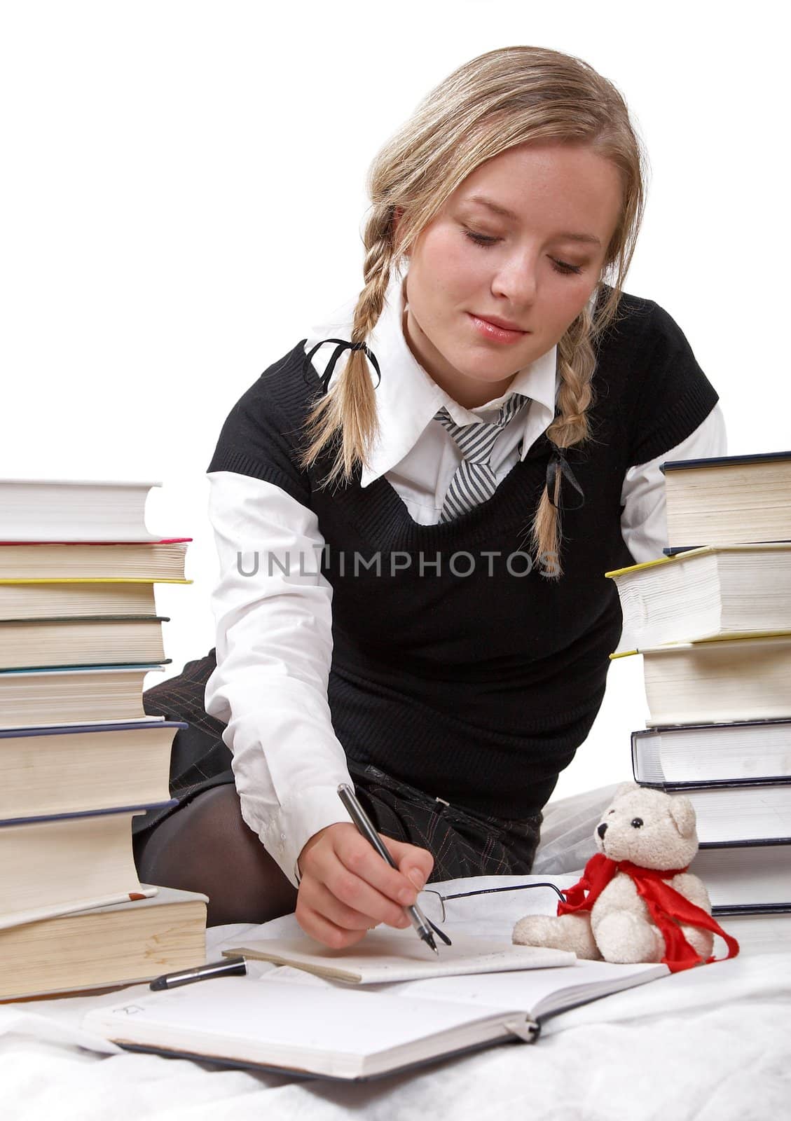 schoolgirl or studetn writing by amaxim