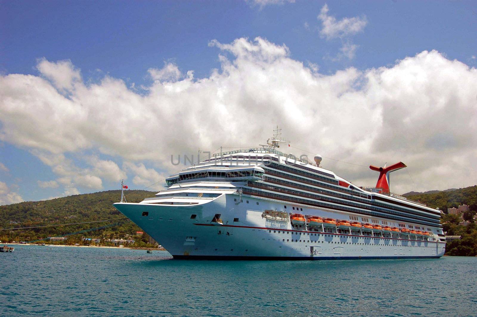 cruise ship docked at the Jamaican port of Ocho Rios a popular tourist destination