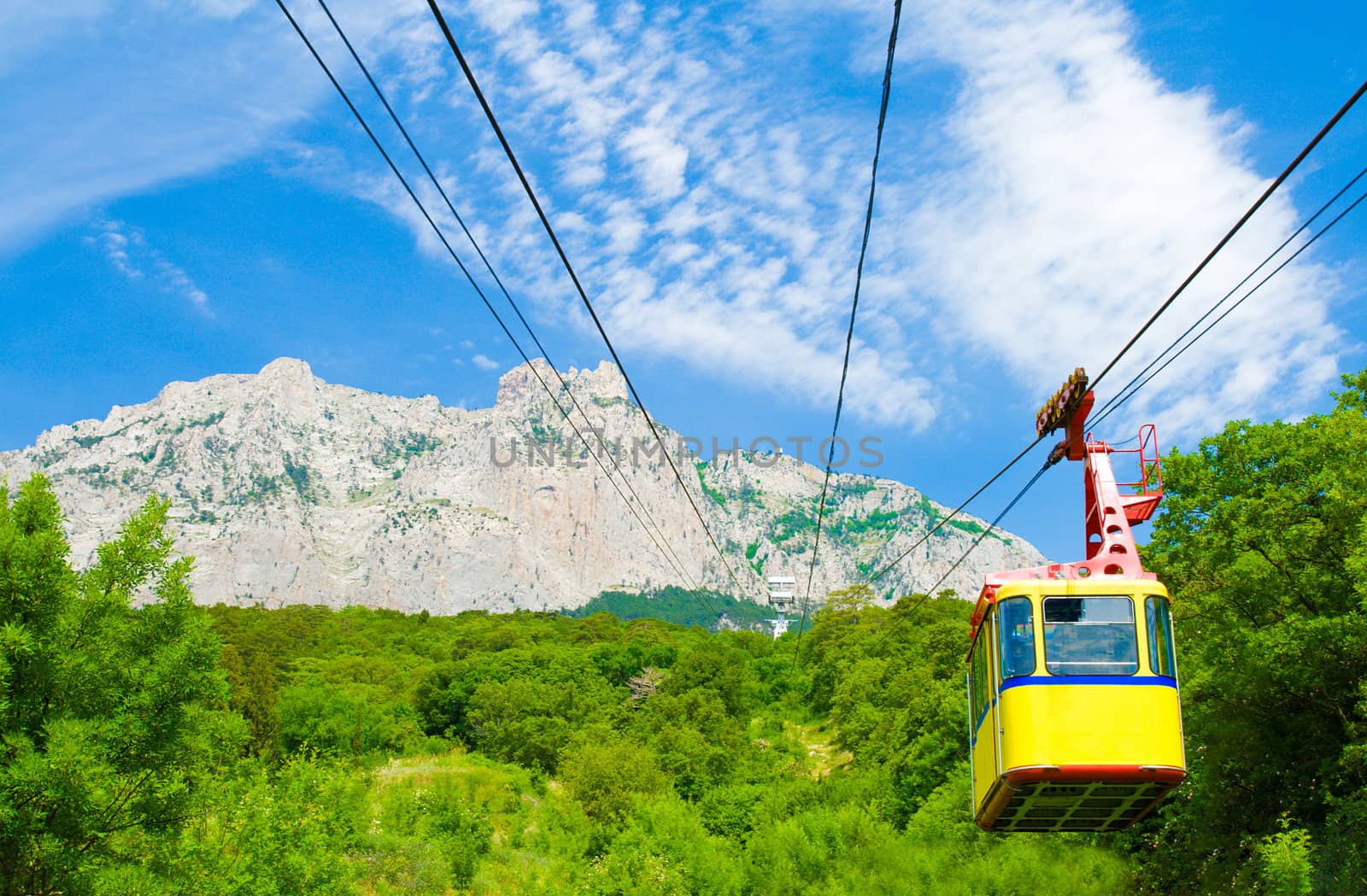 rope-way with tram on mountain Ai-Petri, Crimea