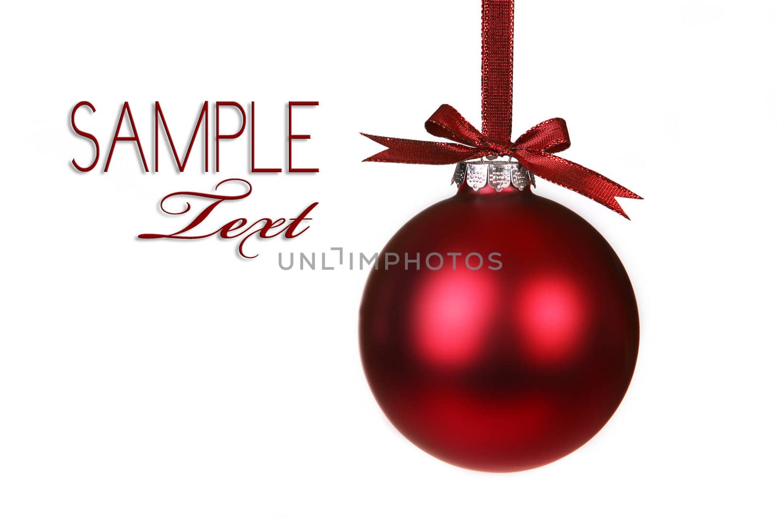 Holiday Christmas Ornament Hanging With Bows on White Background