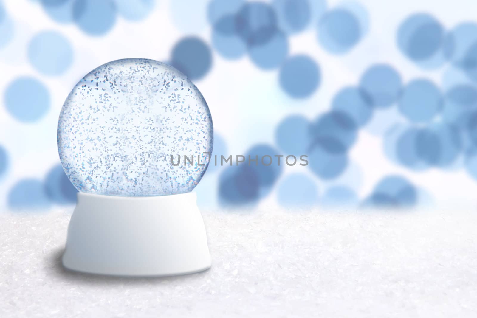 Empty Christmas Snow Globe With Blue Holiday Background. Insert Your Own Image or Text