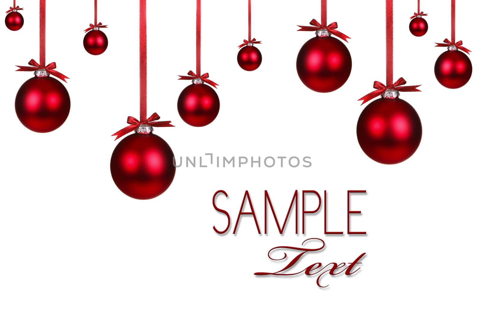 Christmas Holiday Background With Hanging Red Ornaments and Copy Space For Your Own Design