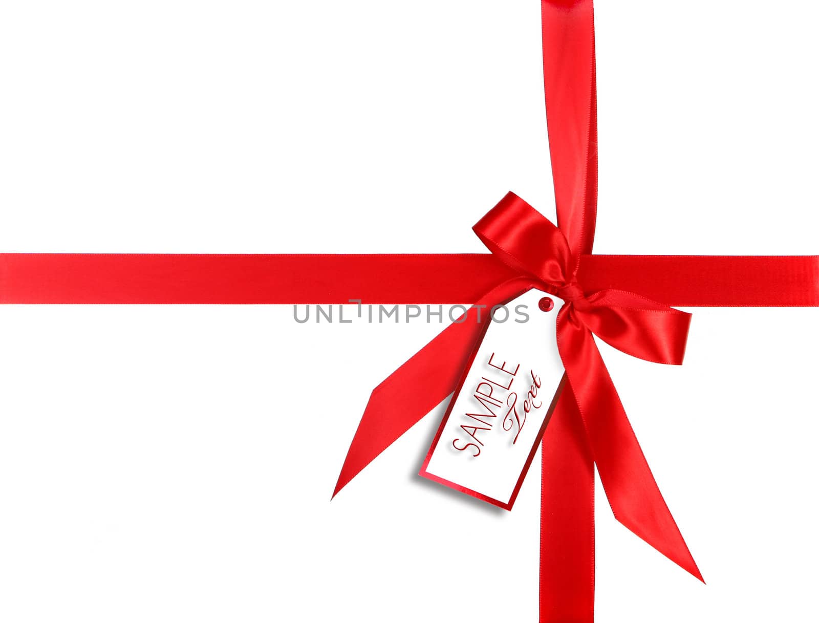 Red Gift Wrapped WIth Ribbon and Tag For Your Own Design