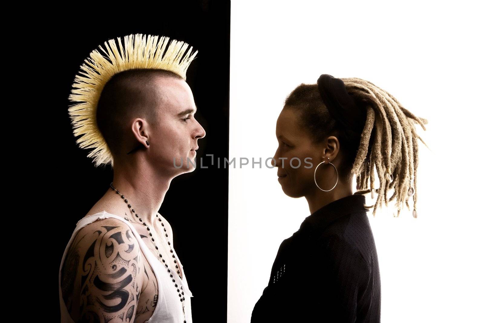 Man with Mohawk and Woman with Dreadlocks by Creatista