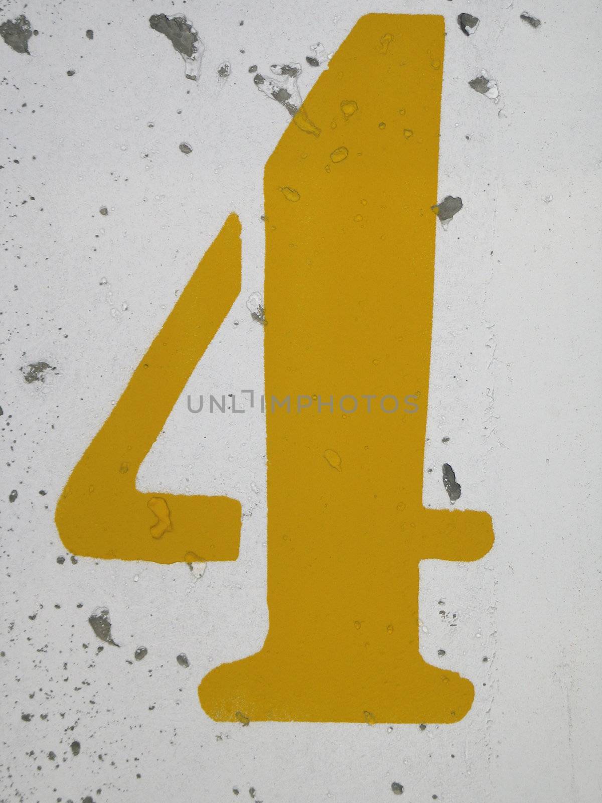 number 4 yellow sign