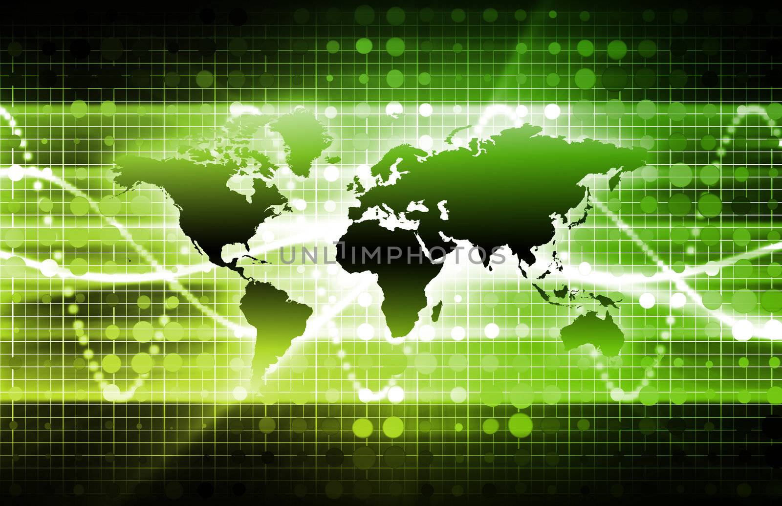 Abstract Technology Background With a Glowing Map