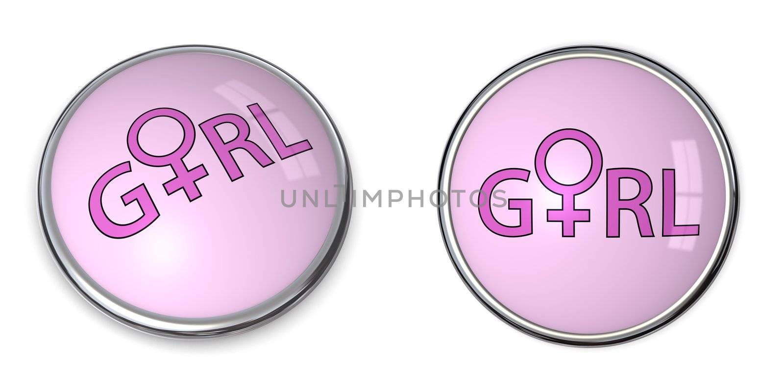 Button Pink Word Girl/Female Gender Symbol by PixBox