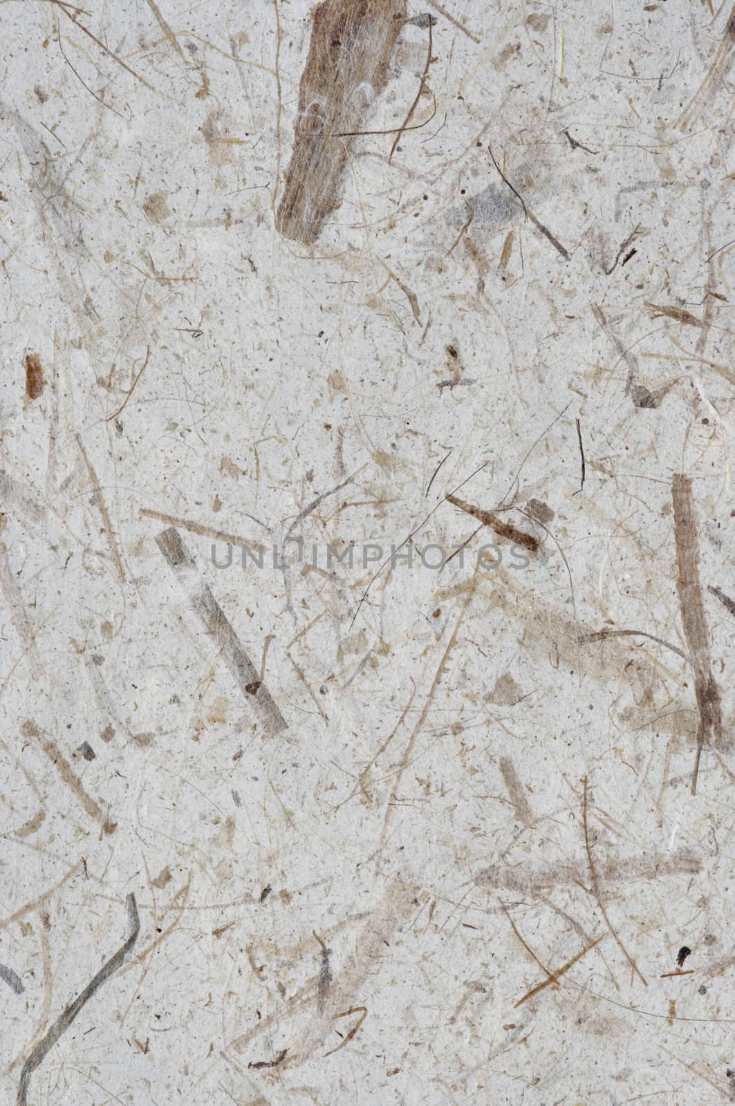 Detail of the rough surface of the handmade paper with remains of plants - natural product