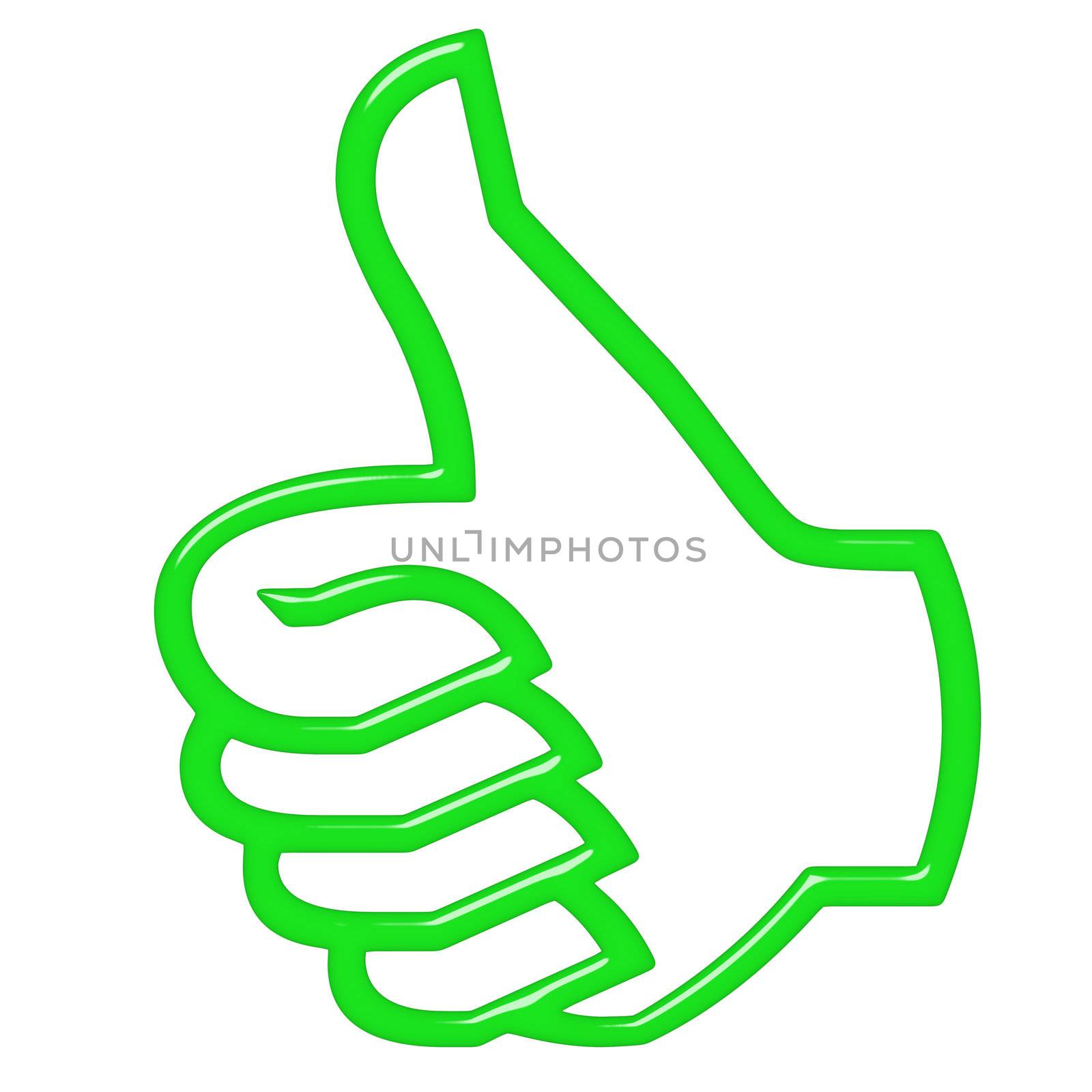 3d thumbs up isolated in white