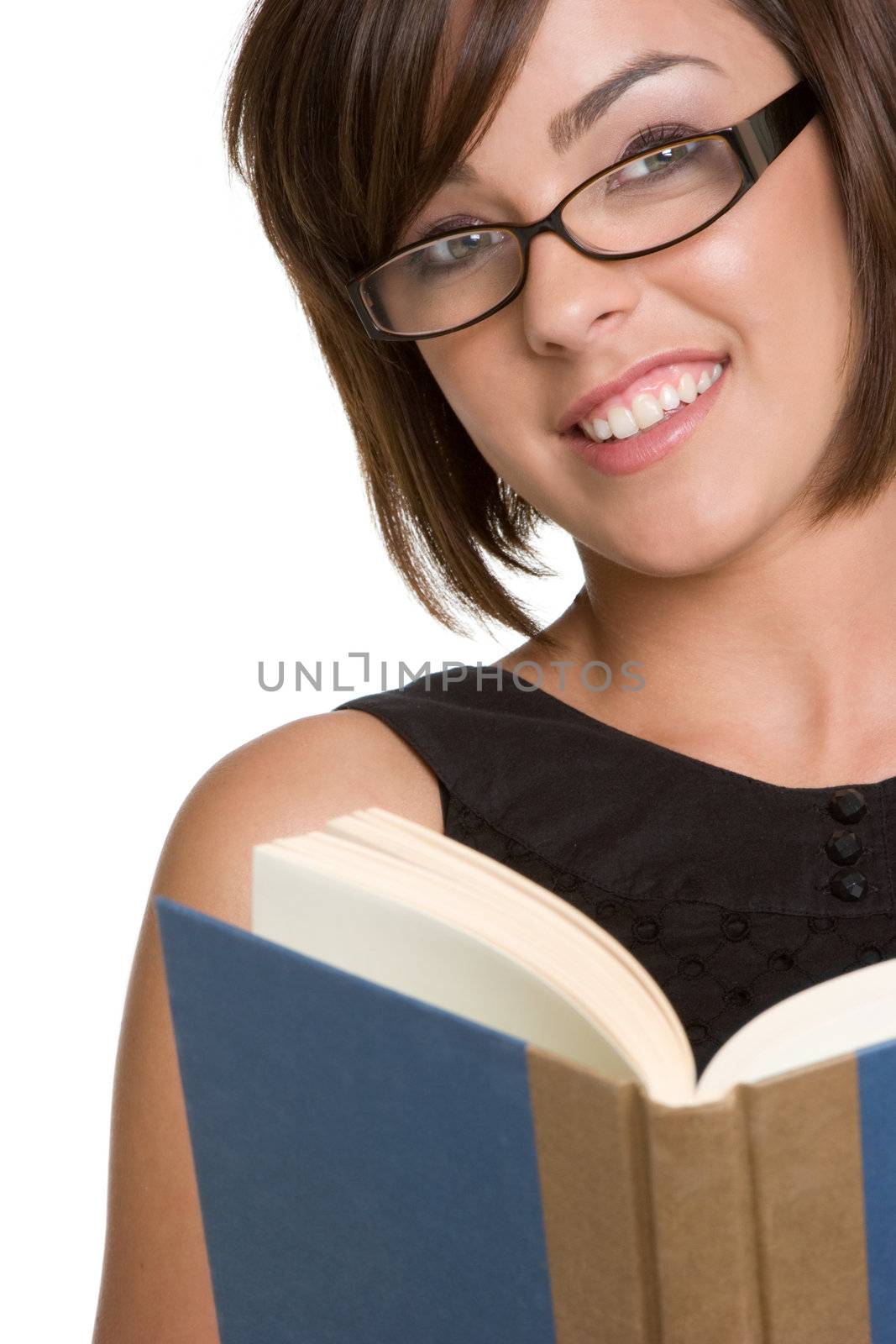 Beautiful smiling girl reading book