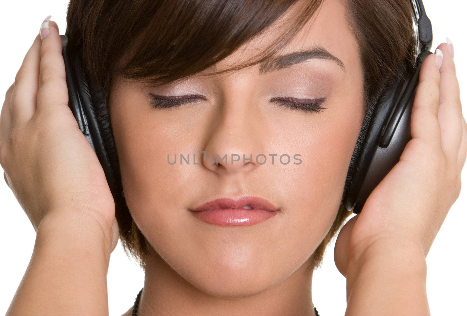 Music listening headphones girl