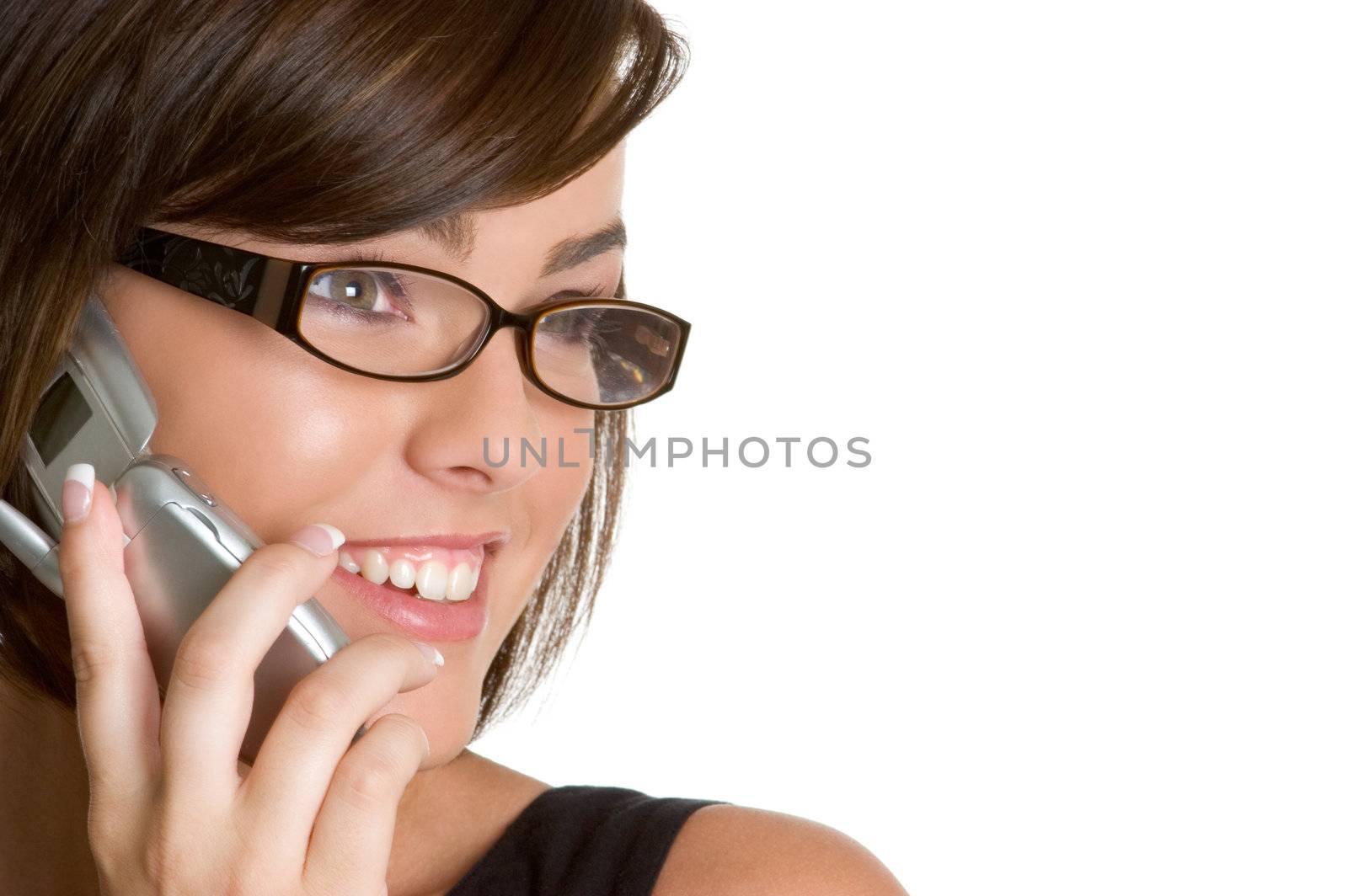 Beautiful smiling telephone woman