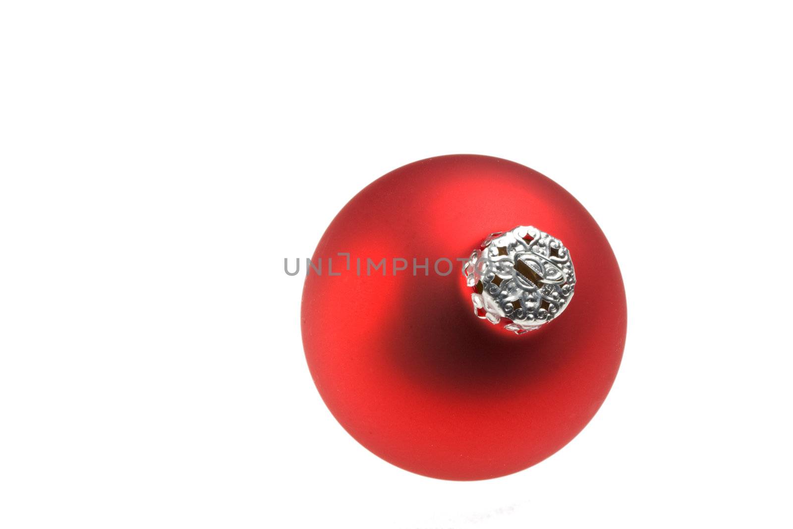 single red christmas ball isolated on white by bernjuer