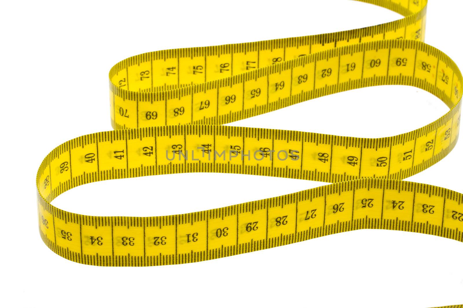 yellow measuring tape isolated on white background by bernjuer