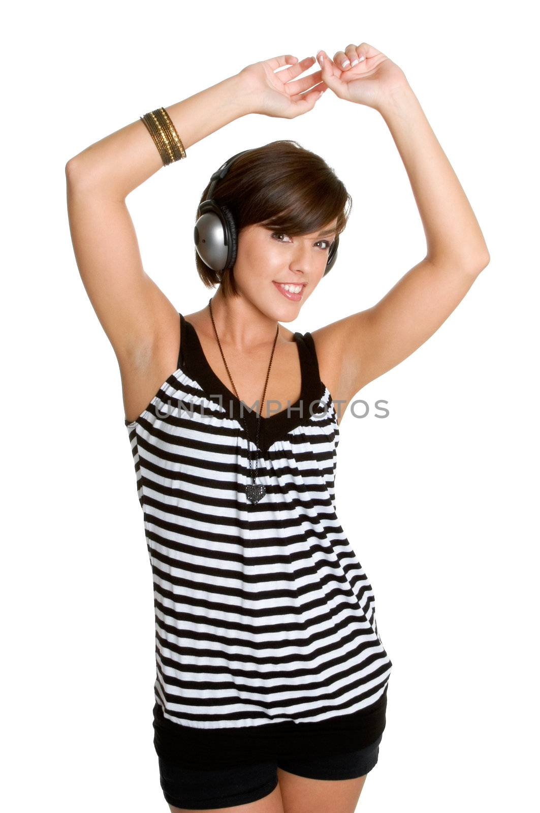 Dancing girl listening to music