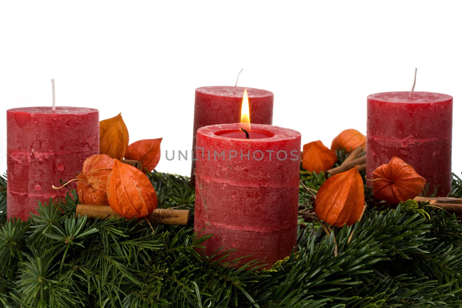 advent wreath isolated on white background