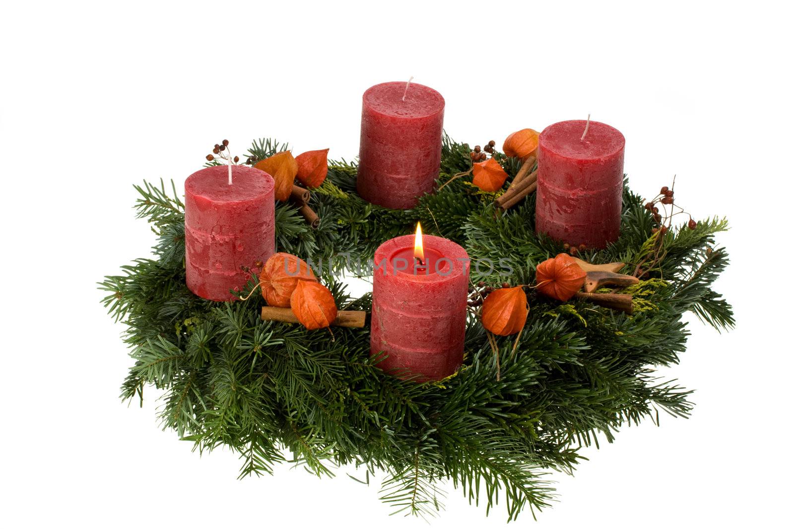 advent wreath isolated on white background by bernjuer
