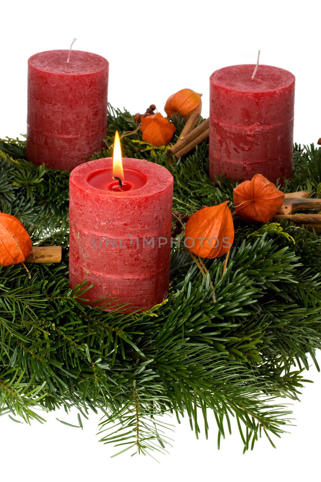 advent wreath isolated on white background by bernjuer