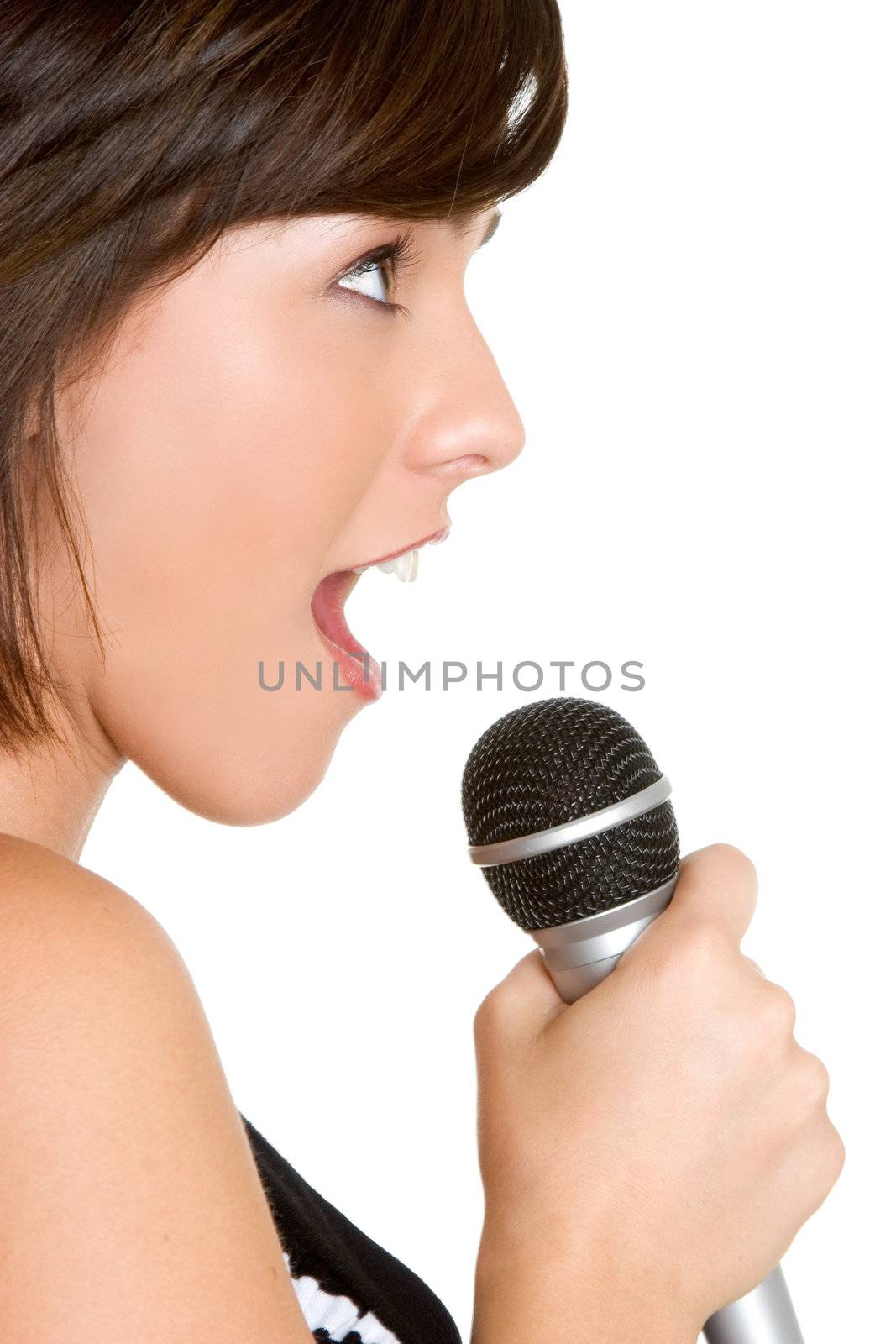 Pretty microphone singing girl