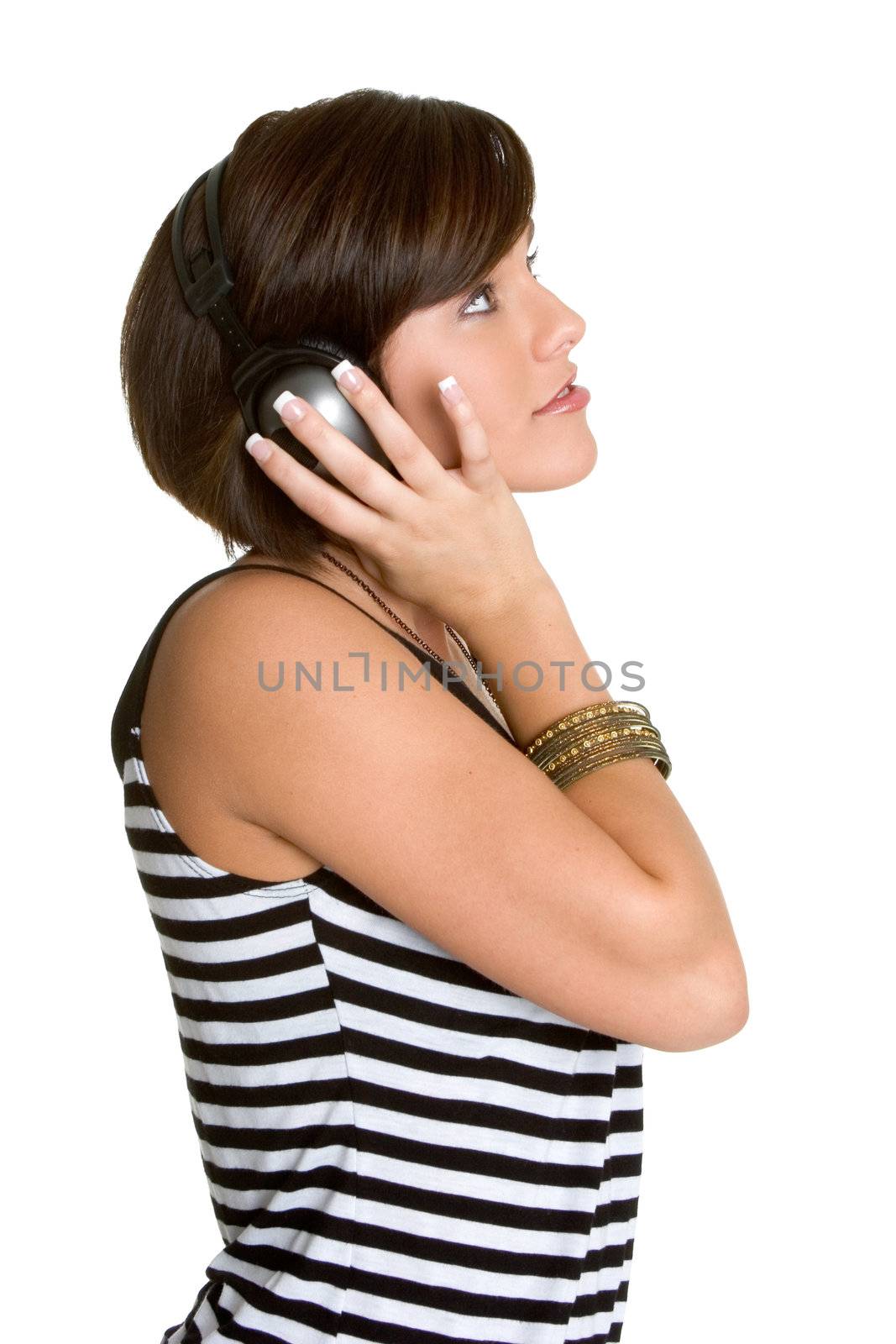 Teen girl listening to headphones