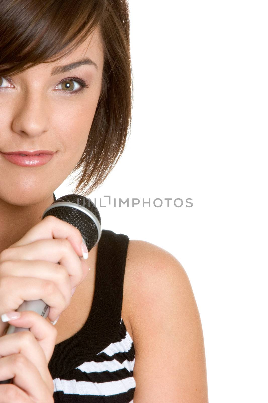 Girl singer holding microphone