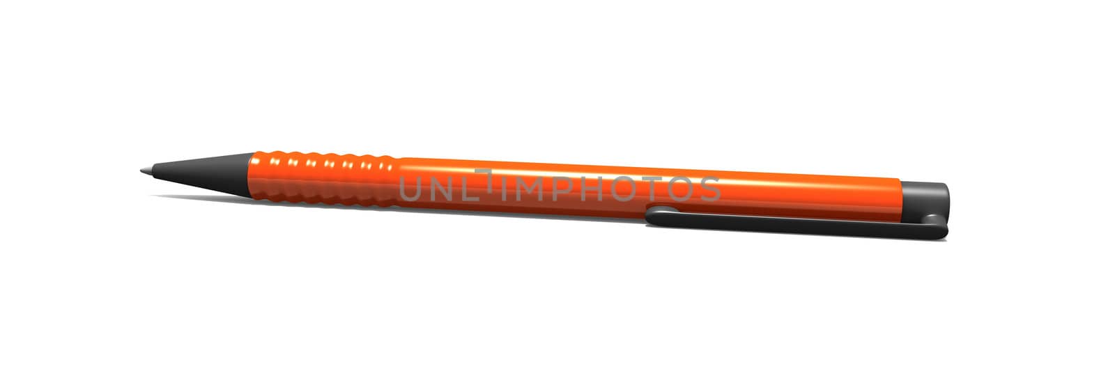 An image of an isolated typical orange ball pen
