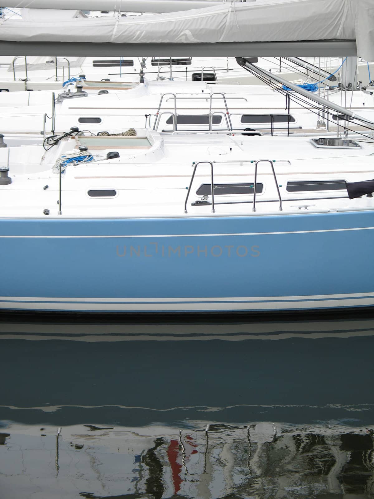 blue and white boat