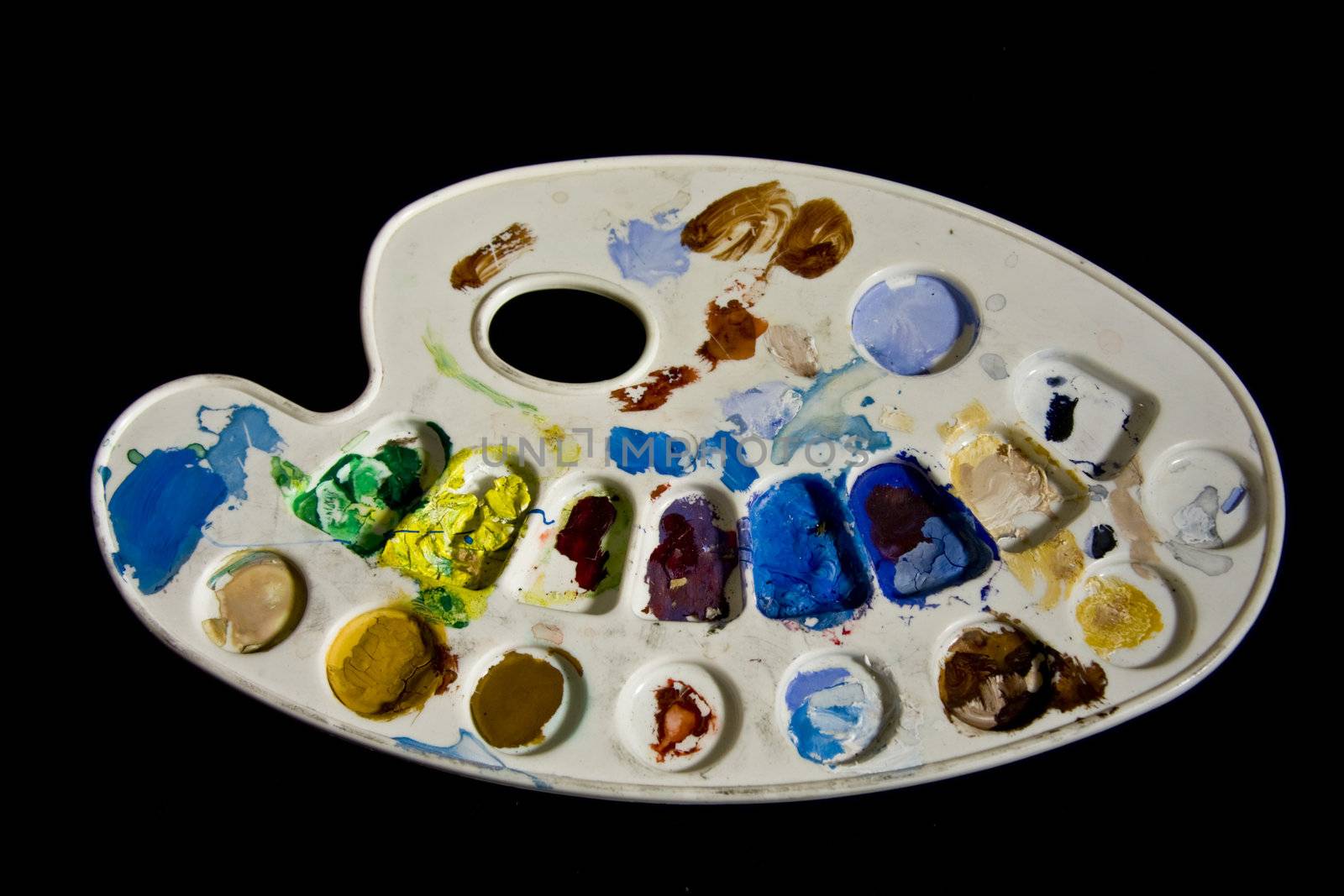 painter's full utensils of color, almost abstract