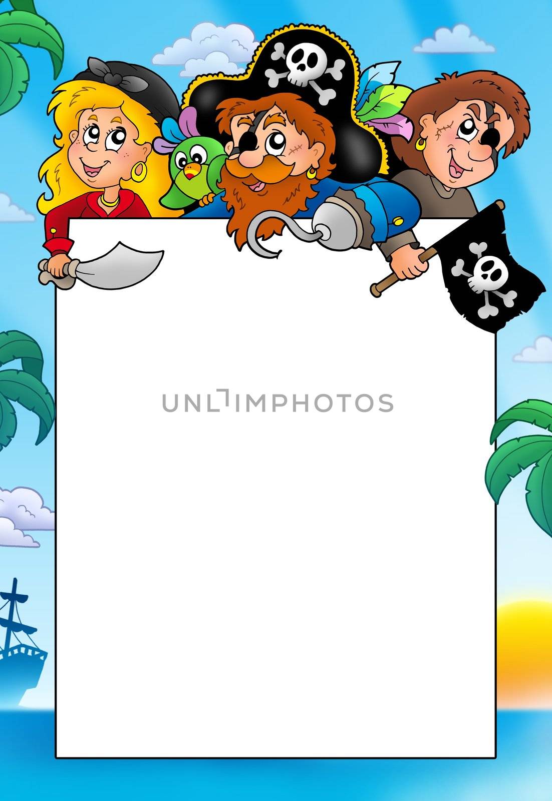Frame with three cartoon pirates by clairev