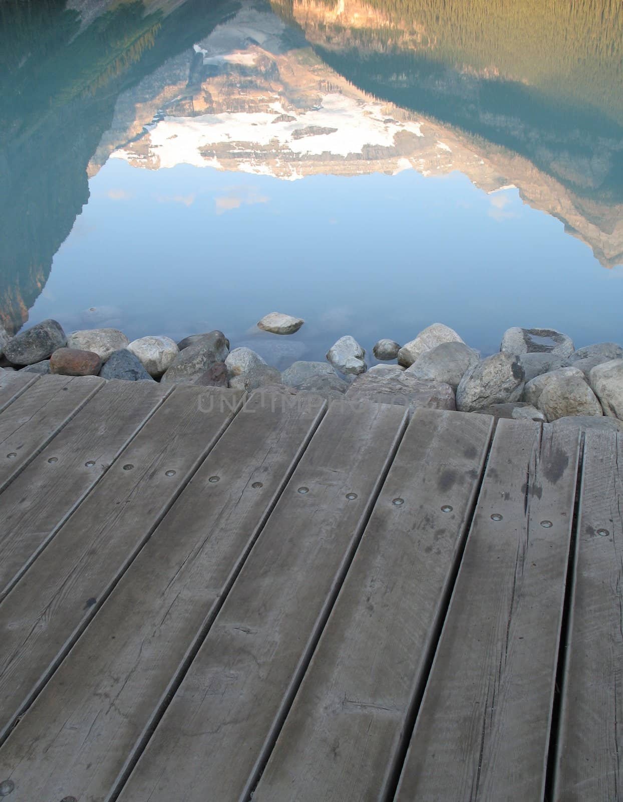 mountain reflection in lake water