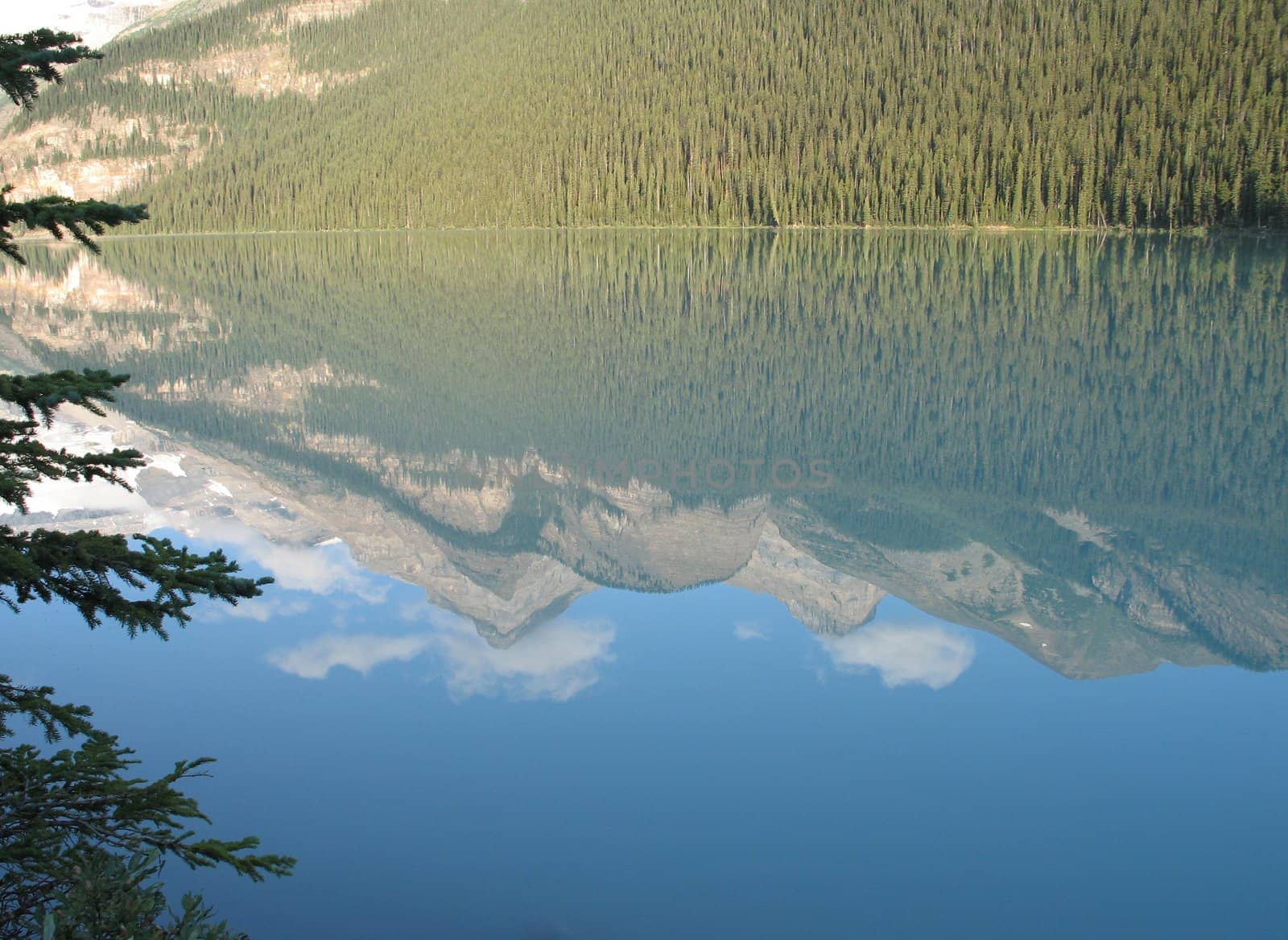 mountain reflection in lake water