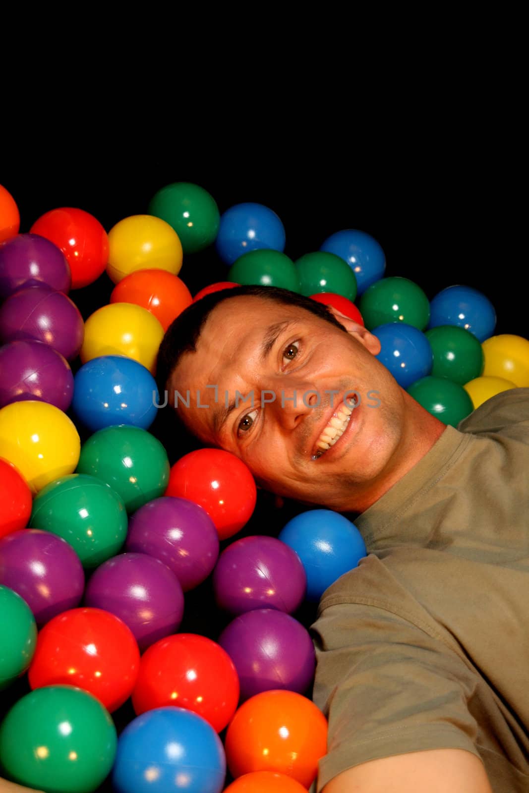 fashion session in studio with colour balls