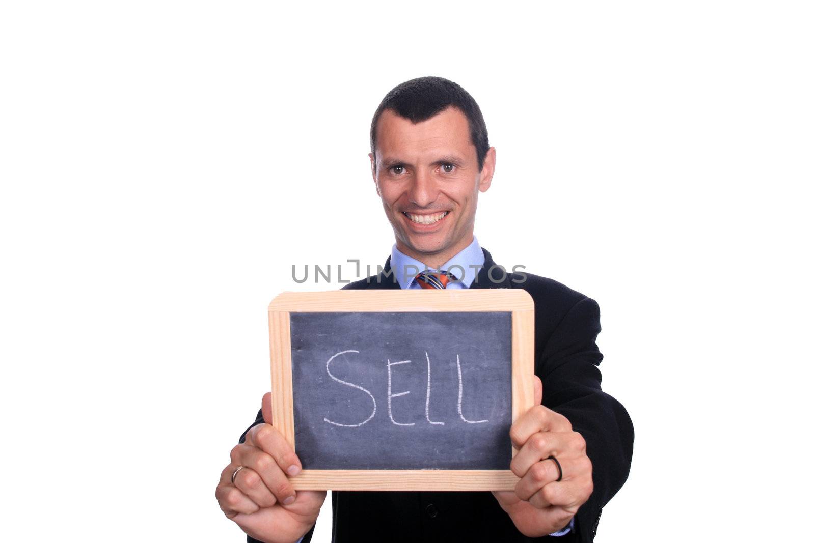 businessman over white studio background