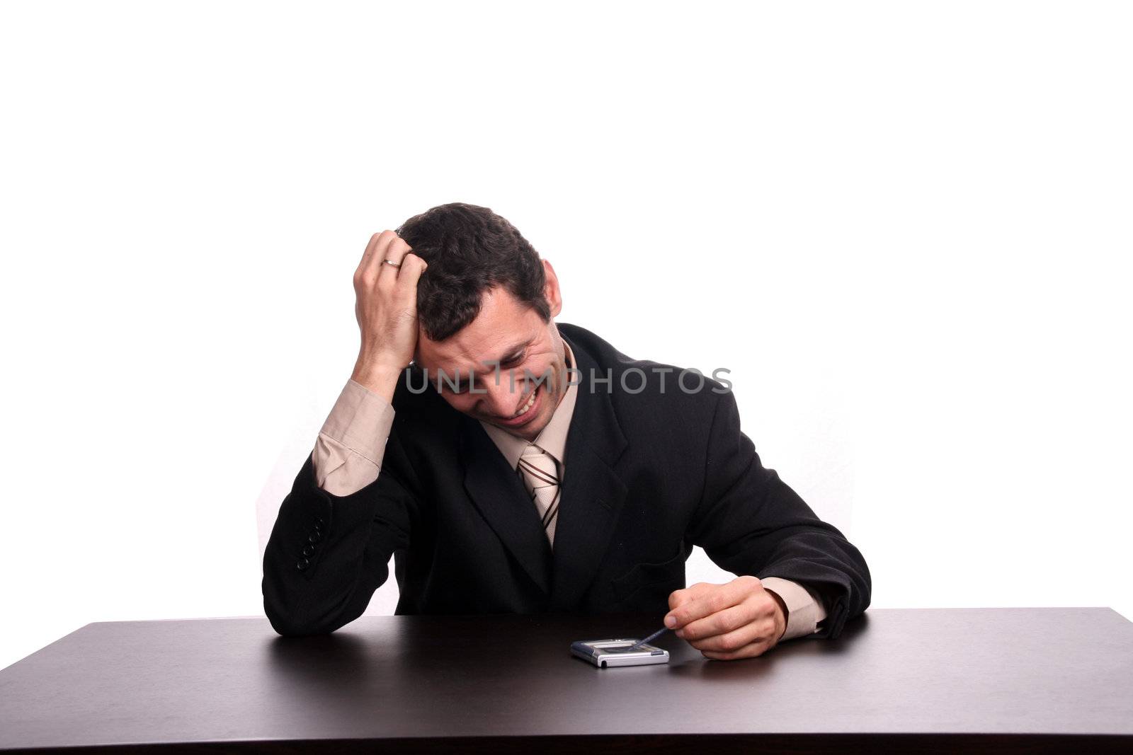 businessman over white studio background