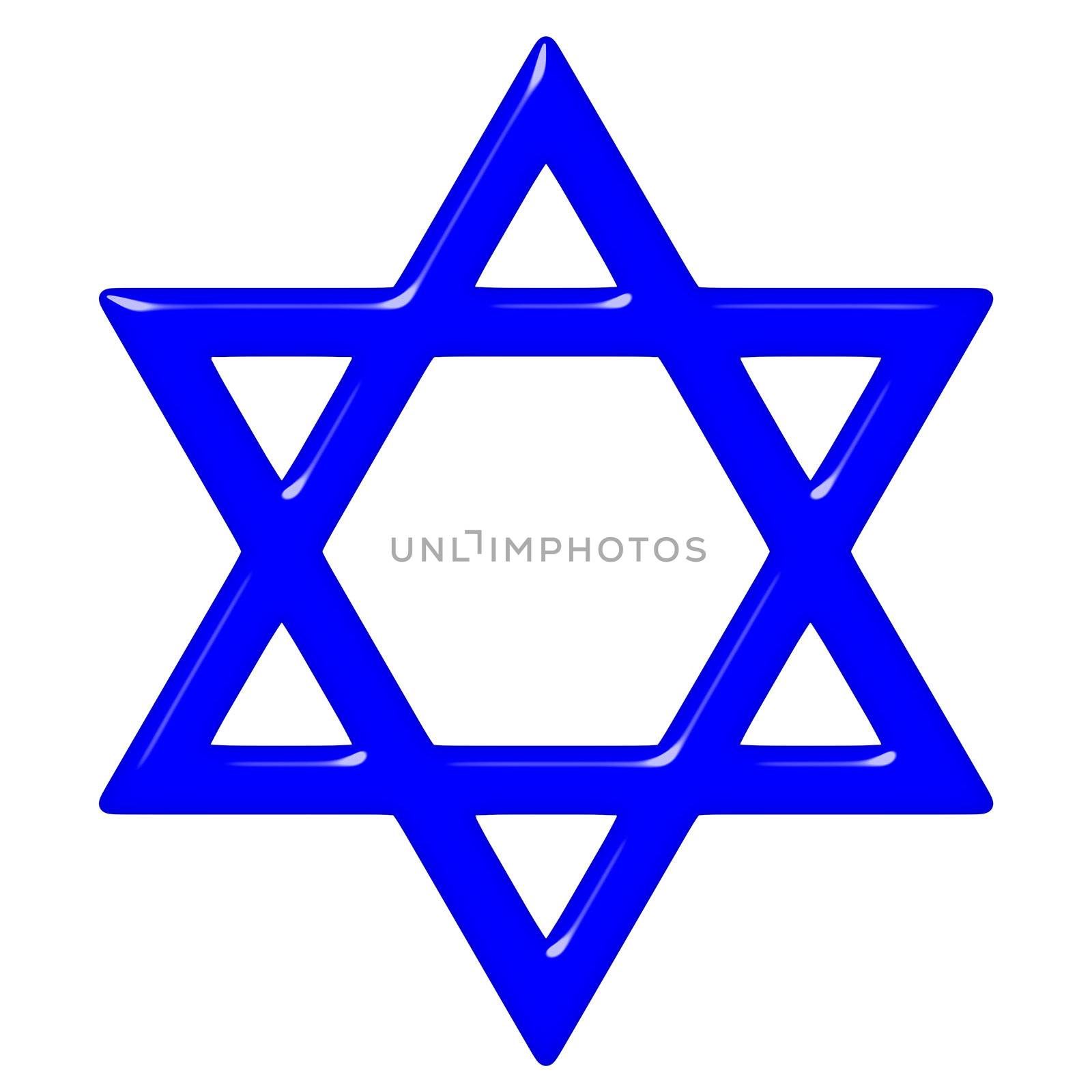 3d star of David isolated in white. Symbol of Jewish identity and Judaism.