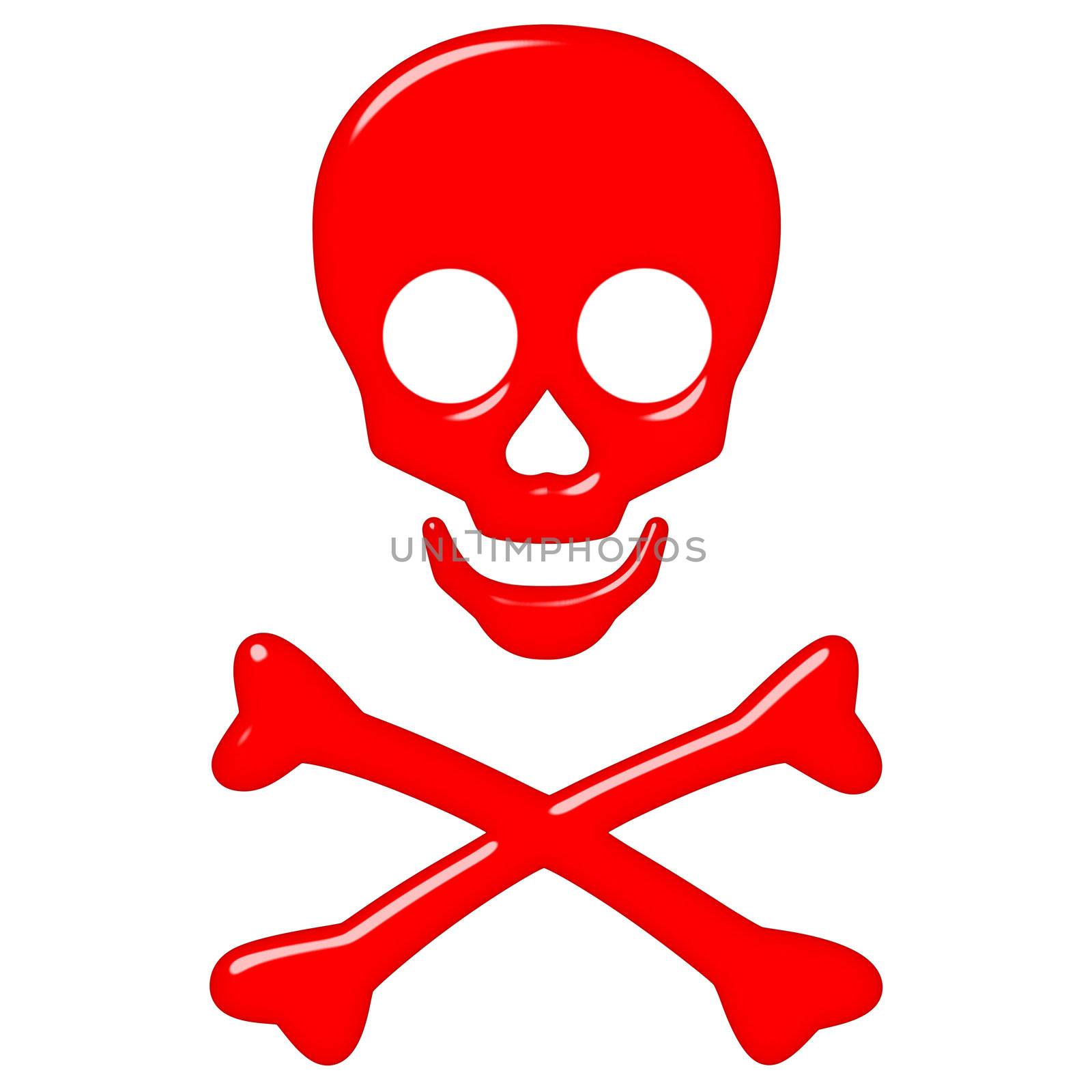 3d skull and crossbones isolated in white