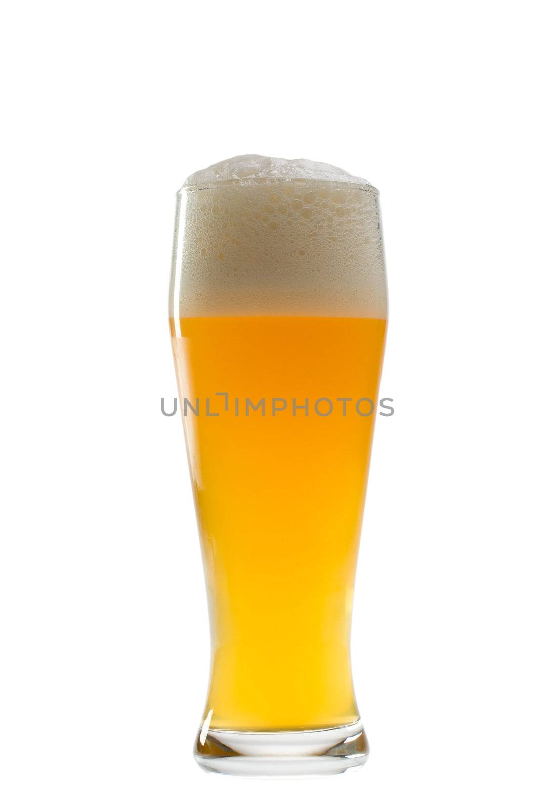 glass of bavarian wheat beer isolated on white by bernjuer