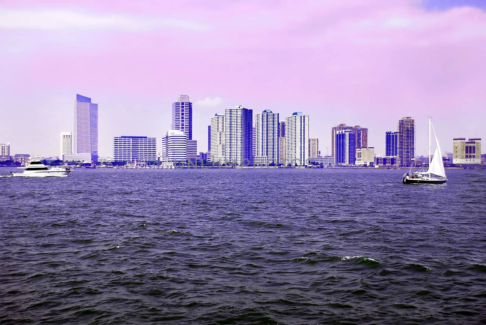 cityscape of New York City from river