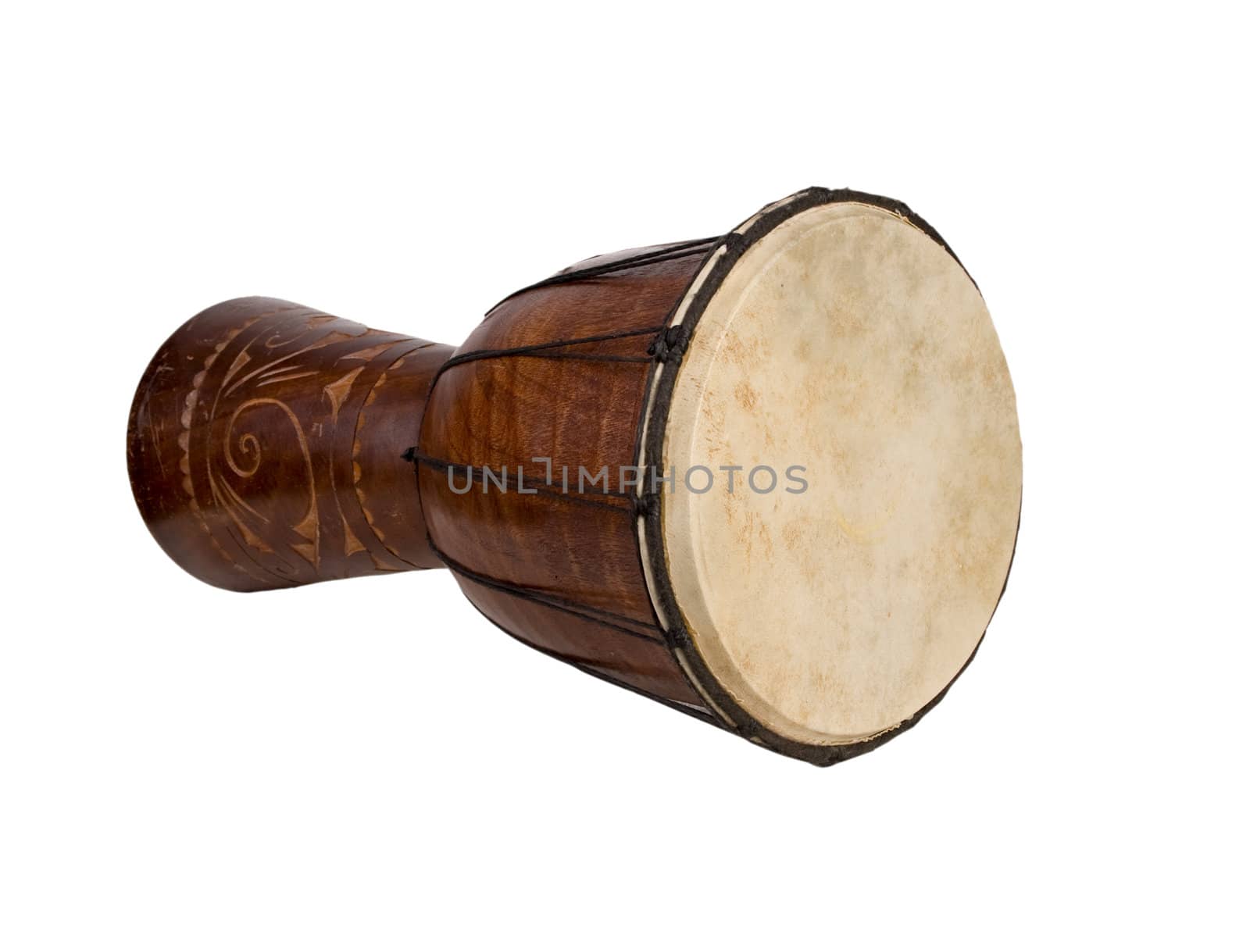 big exotic african drum isolated on white background