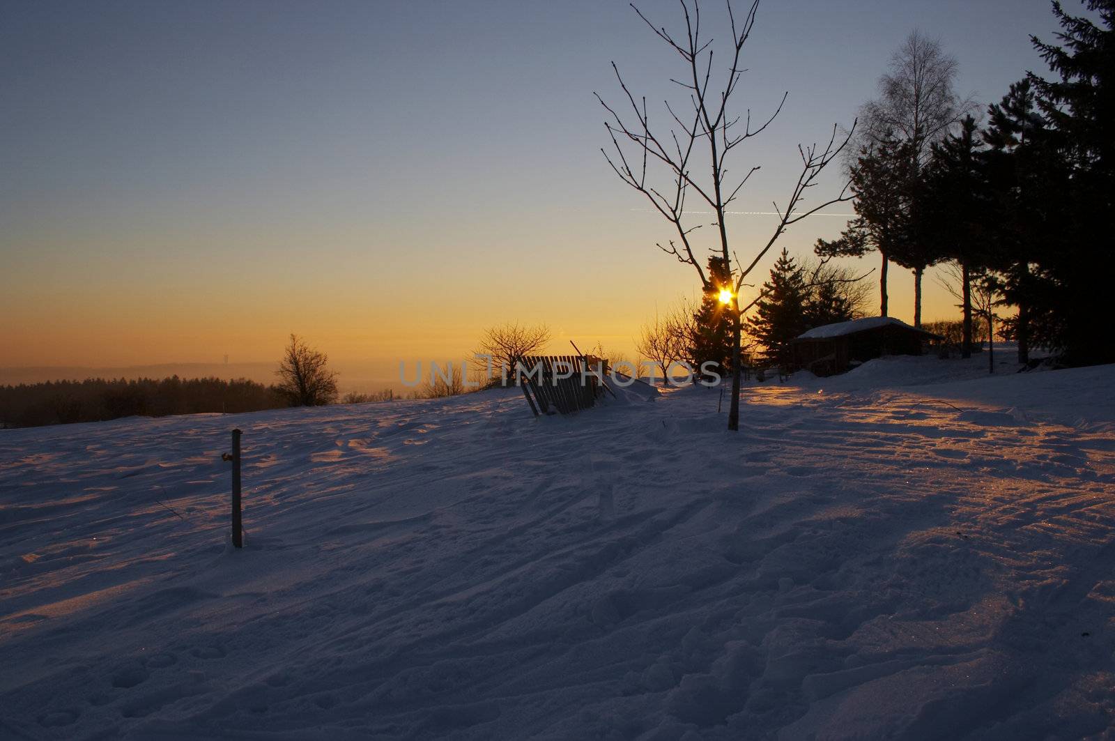 Shot of the winter landscape - sunset