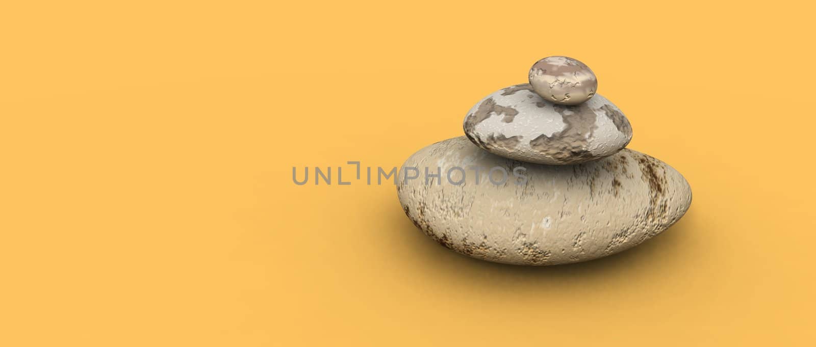 a pebbles stack on an orangle floor