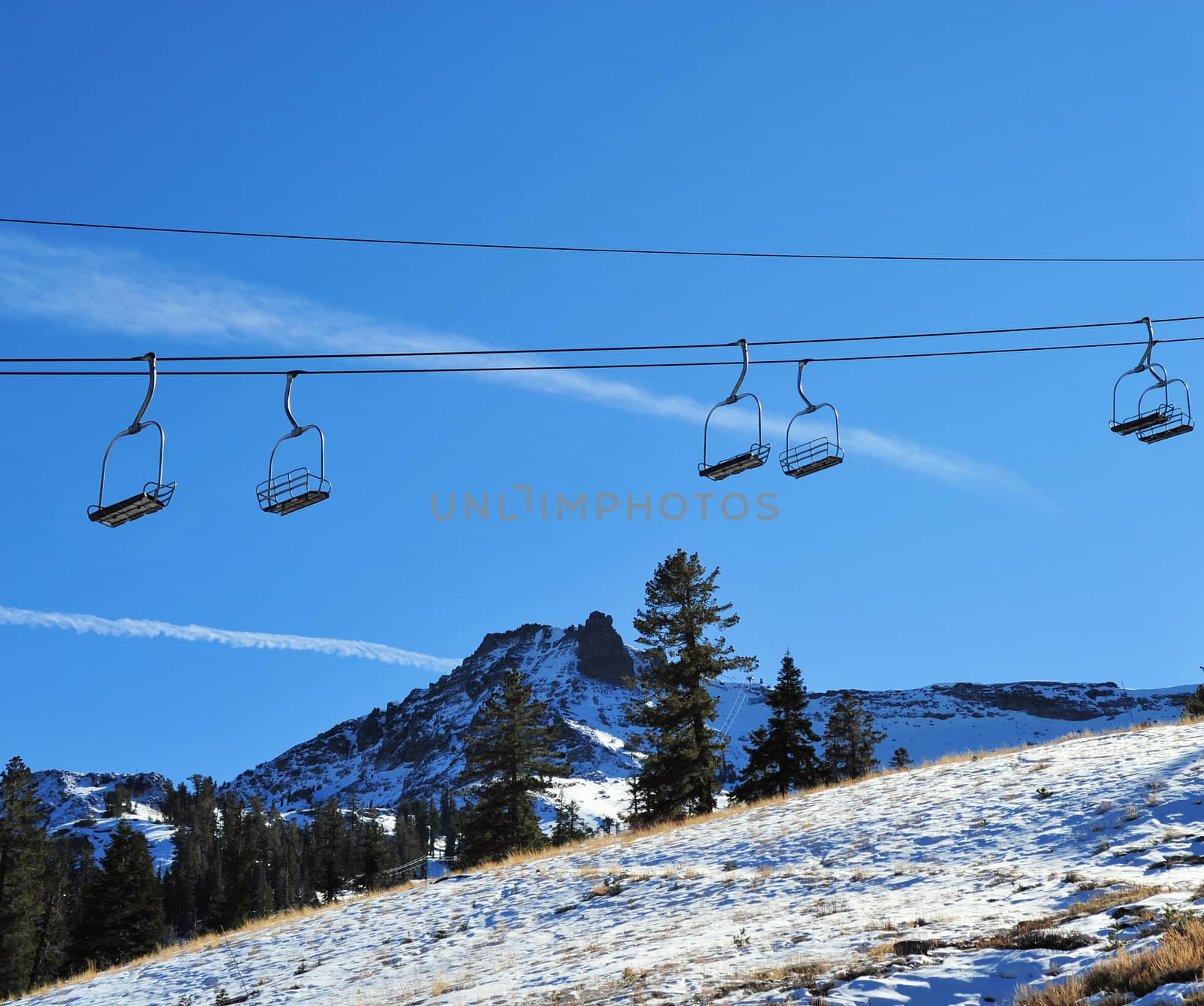 Ski lift in the California Sierra's at late Autumn waiting for winter show