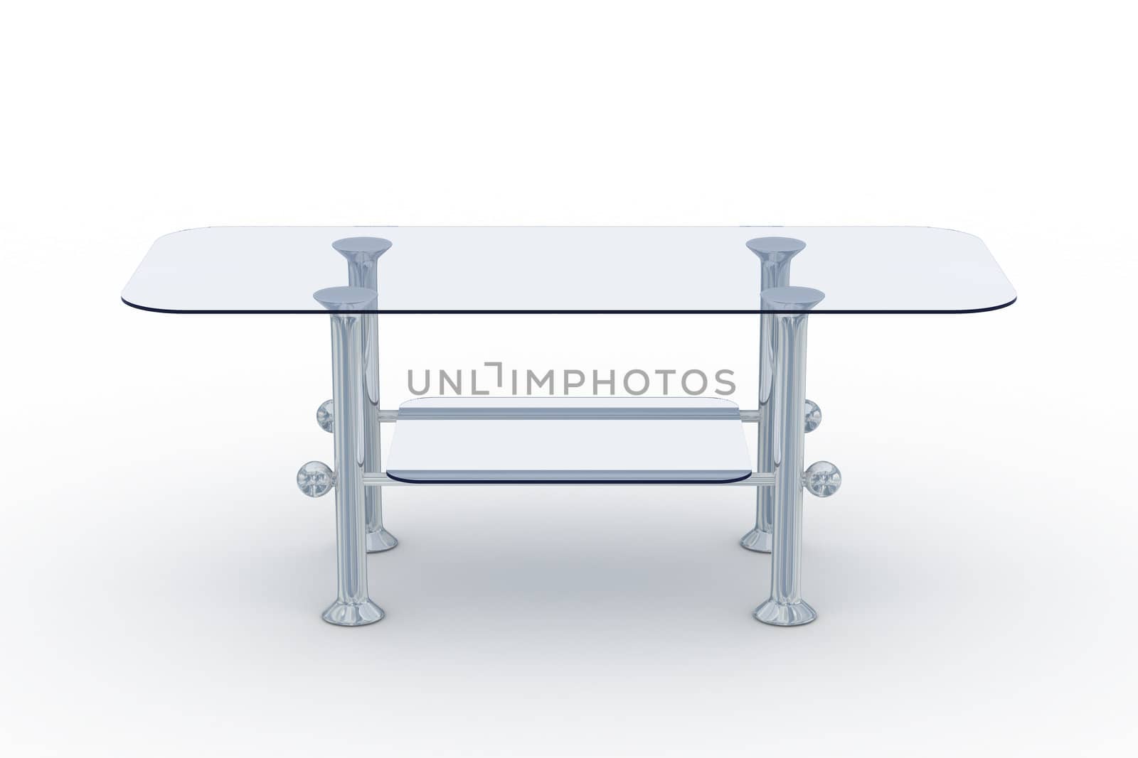 glass little table on a white background. 3D image.