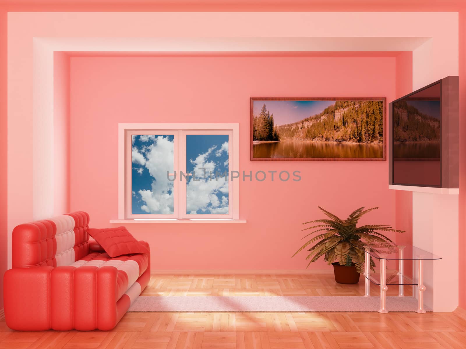 Interior of a living room. 3D image.